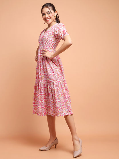 Sanghaneri Summer Dress with baloon sleeve