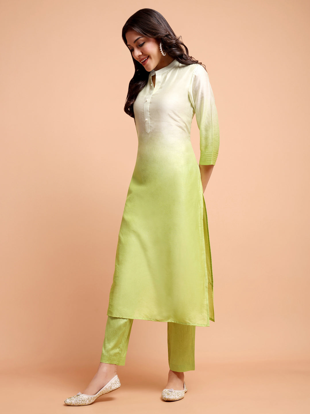 ALANKARI Ombre Straight Chanderi Cotton Kurta with Trousers