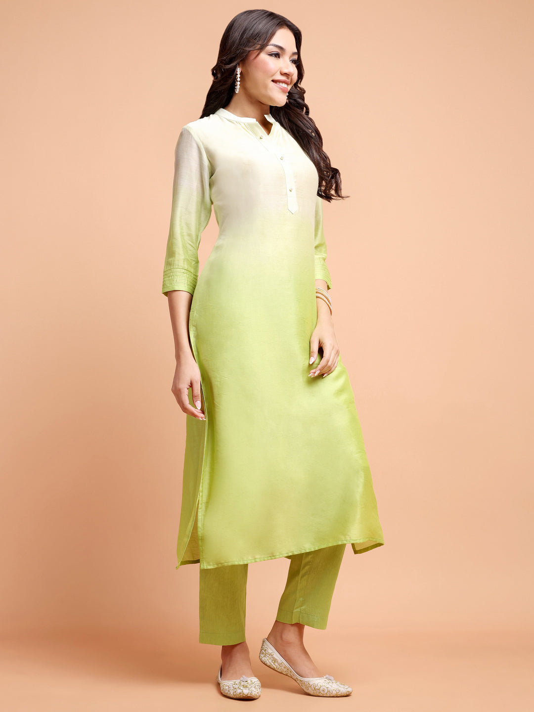 ALANKARI Ombre Straight Chanderi Cotton Kurta with Trousers