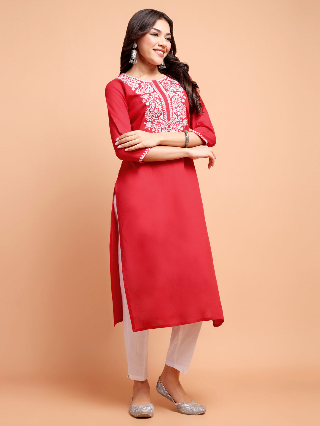 ALANKARI Ethnic Motifs Embroidered Chikankari Kurta