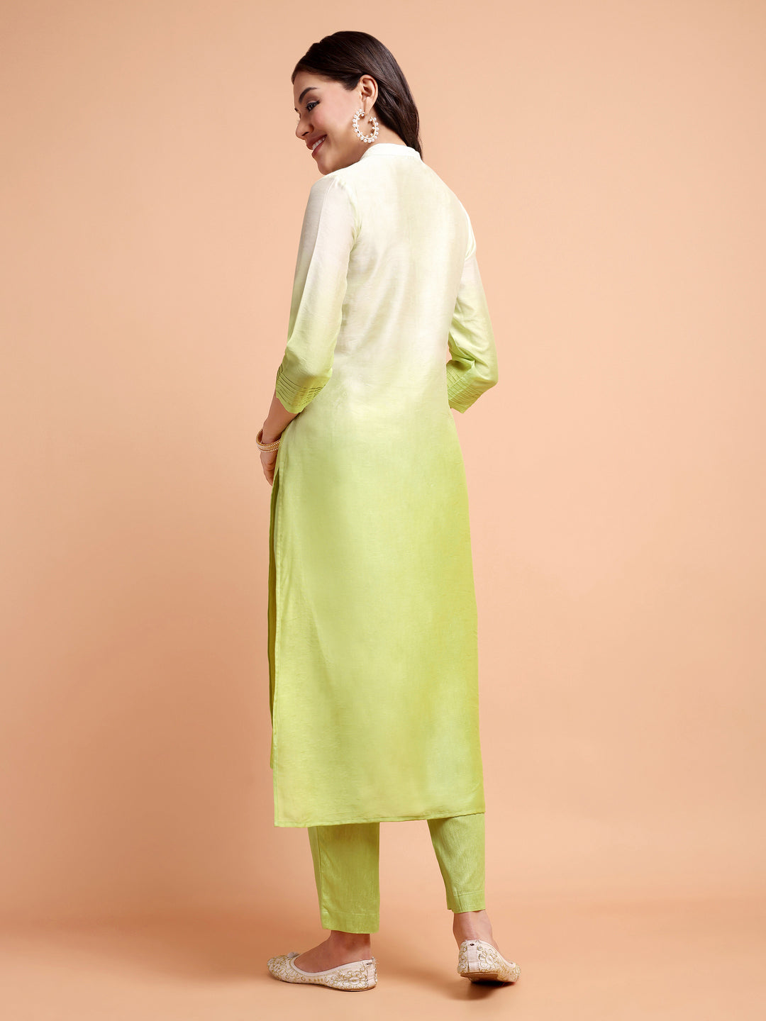 ALANKARI Ombre Straight Chanderi Cotton Kurta with Trousers