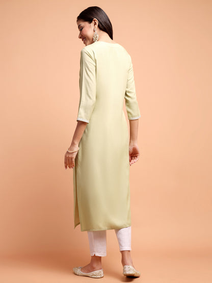 ALANKARI Ethnic Motifs Embroidered Chikankari Kurta