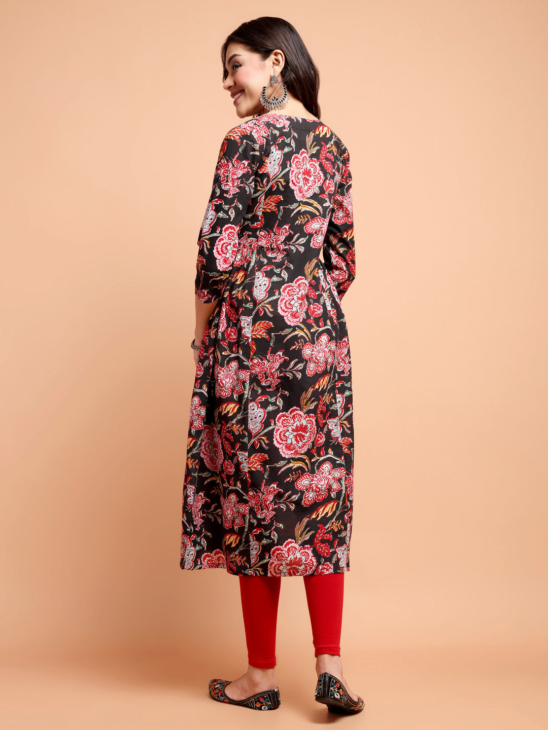 ALANKARI Floral Printed Cotton A-Line Kurta