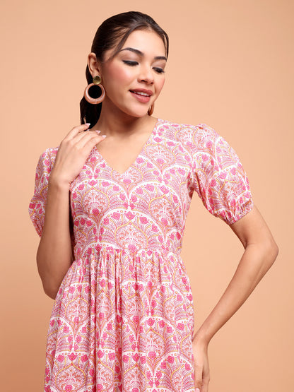 Sanghaneri Summer Dress with baloon sleeve