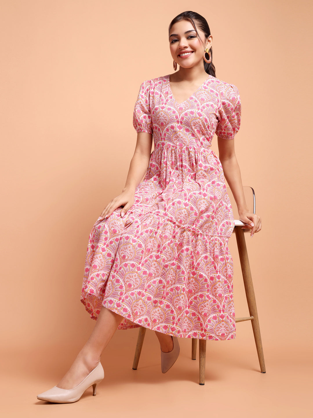 Sanghaneri Summer Dress with baloon sleeve