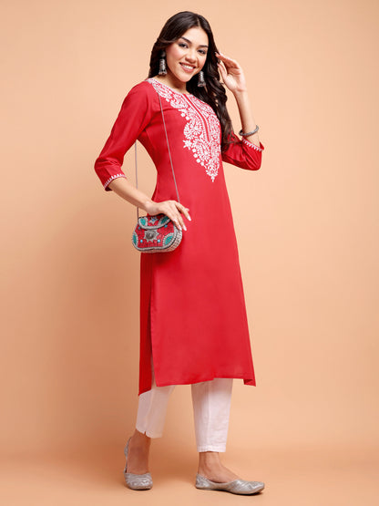 ALANKARI Ethnic Motifs Embroidered Chikankari Kurta